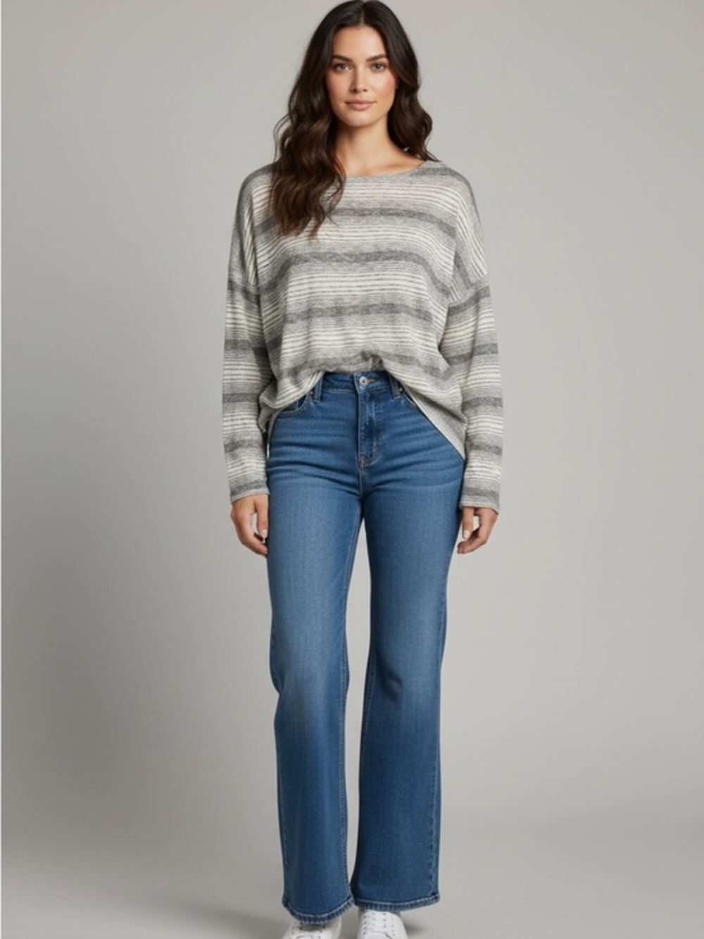 Eileen Fisher Boxy Organic Cotton Cream with Black Stripes Size Medium